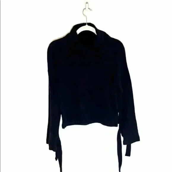 Madewell Navy Mockneck Tie-Cuff Top Size Small - Picture 7 of 7